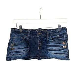 BONGO SHORTS Denim Jean Size 11 Junior Shortie Blue Vintage Y2K Pork Chop